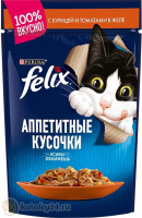 Felix Аппетитные кусочки с курицей и томатами в желе, 85 гр
