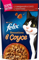 Felix Sensations с говядиной и томатами в соусе, 85 гр